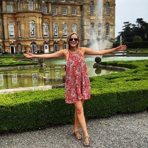 Red Floral American Eagle Shift Dress